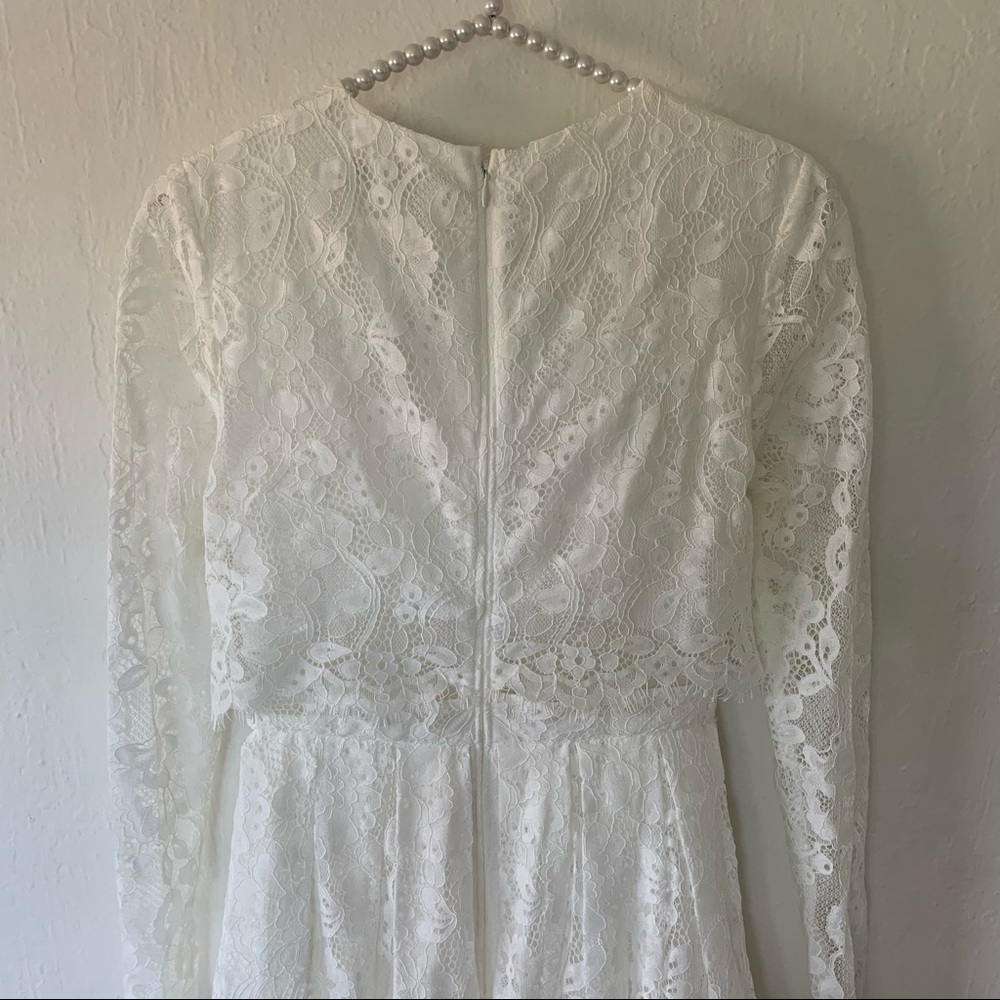 ASOS BRIDAL EDITION Grace Lace Long Sleeve Crop Top Maxi Wedding Dress - Picture 14 of 16
